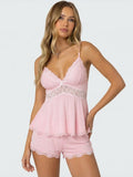 Conjunto de Pijama de Camisola y Short con Encaje, color rosa suave