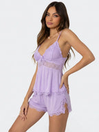 Conjunto de Pijama de Camisola y Short con Encaje, color lila