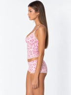 Conjunto de Pijama con Corazones y Detalles de Encaje