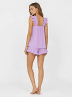 Conjunto de Pijama con Tirantes de Volantes y Short, color lila