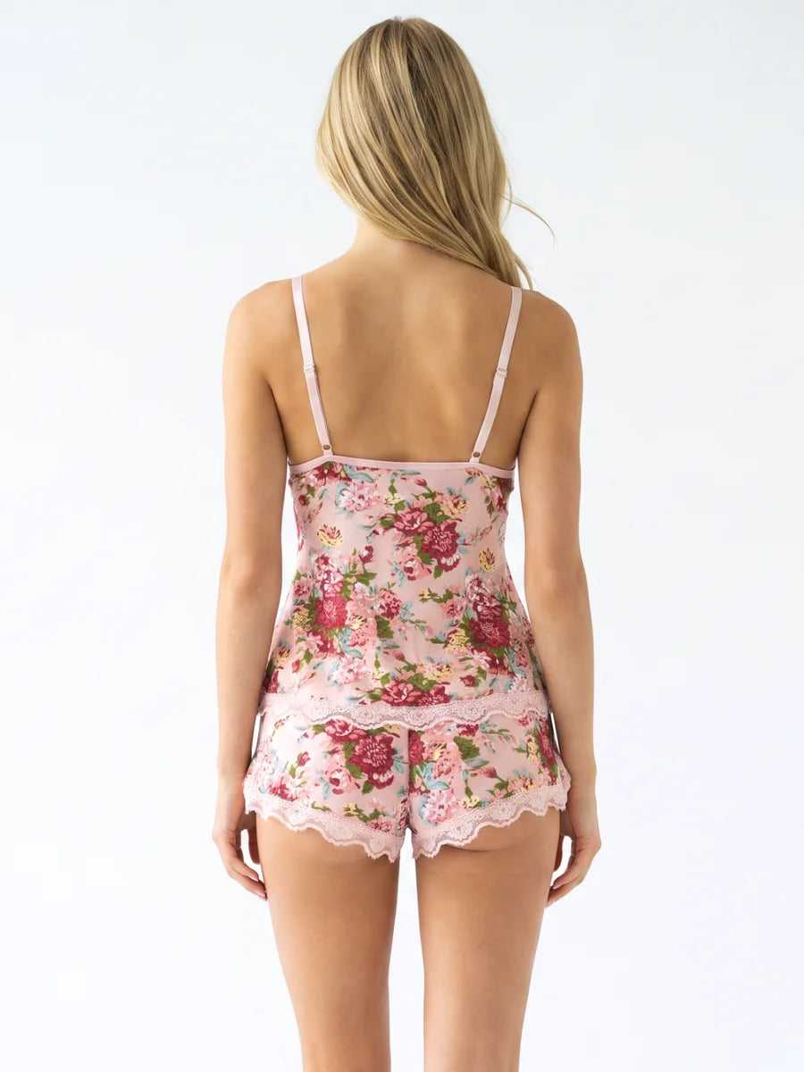 Conjunto de Pijama Babydoll Floral con Encaje, color rosa suave