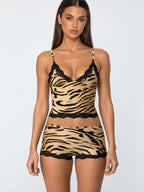 Conjunto de Camisola Larga y Boyshort con Estampado de Tigre