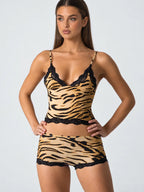 Conjunto de Camisola Larga y Boyshort con Estampado de Tigre