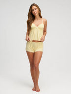 Conjunto de Pijama Ligero de Camisola con Encaje, color amarillo claro