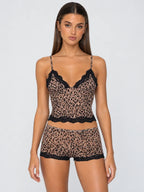 Conjunto de Camisola Larga y Boyshort de Leopardo
