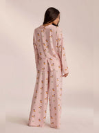 Conjunto de Pijama de Camisa y Pantalón Ancho Estampado, color rosa suave