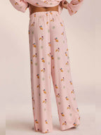 Conjunto de Pijama de Camisa y Pantalón Ancho Estampado, color rosa suave