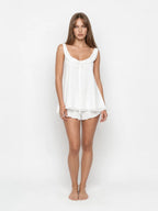Conjunto de Pijama de Gasa con Camisola y Short, color blanco