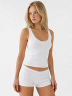Conjunto de Pijama de Punto Pointelle con Lazos, color blanco