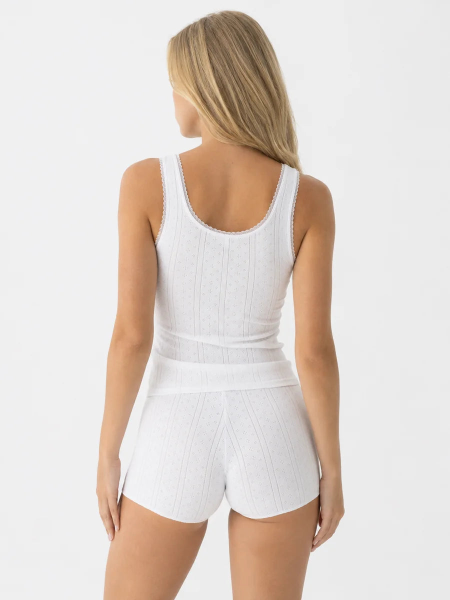 Conjunto de Pijama de Punto Pointelle con Lazos, color blanco