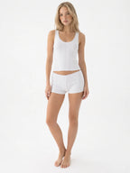 Conjunto de Pijama de Punto Pointelle con Lazos, color blanco