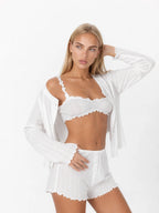 Conjunto de 3 Piezas de Punto Pointelle con Cárdigan, color blanco