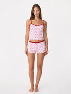 Conjunto de Pijama Acanalado con Estampado de Cerezas