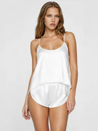 Conjunto de Pijama de Satén con Espalda Abierta, color blanco