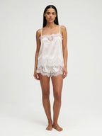 Conjunto de Pijama Ligero de Camisola con Encaje, color blanco