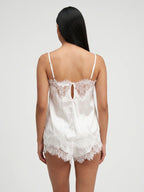 Conjunto de Pijama Ligero de Camisola con Encaje, color blanco