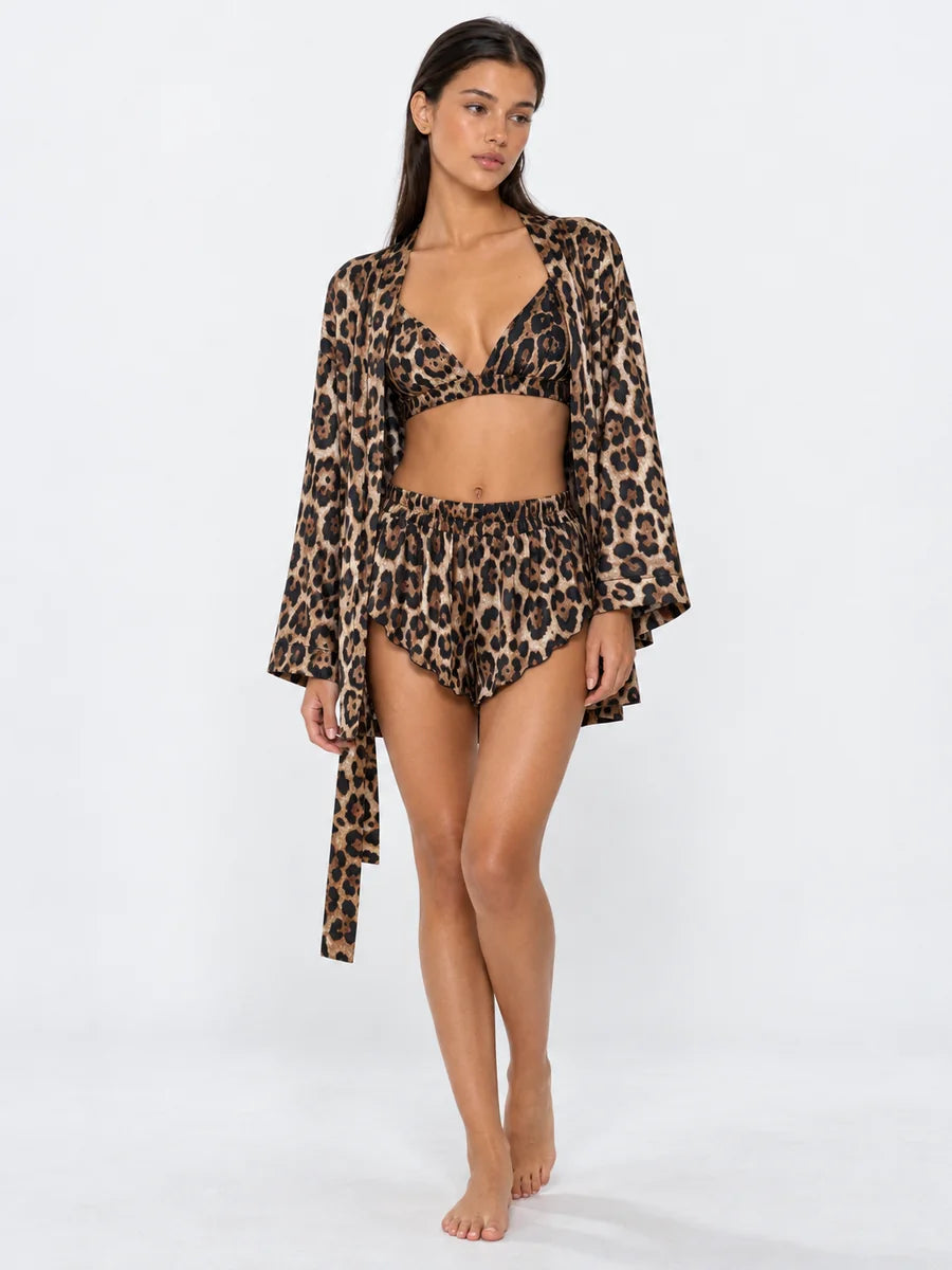 Conjunto de 3 Piezas de Leopardo con Bata