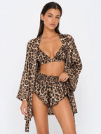 Conjunto de 3 Piezas de Leopardo con Bata
