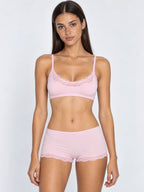 Conjunto Básico de Bralette y Culotte con Encaje, color rosa suave