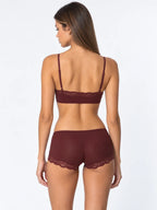 Conjunto Básico de Bralette y Culotte con Encaje, color burdeos