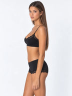 Conjunto Básico de Bralette y Culotte con Encaje, color negro
