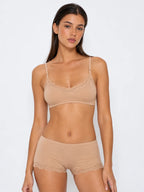 Conjunto Básico de Bralette y Culotte con Encaje, color beige