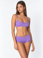 Conjunto Básico de Bralette y Culotte con Encaje, color morado
