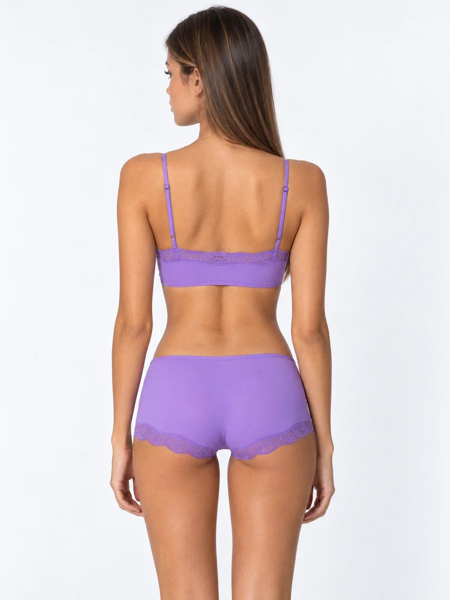 Conjunto Básico de Bralette y Culotte con Encaje, color morado