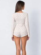 Conjunto de 3 Piezas Floral con Bralette, Short y Cárdigan, color blanco