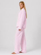 Conjunto de Pijama de Rayas Rosas con Corazones