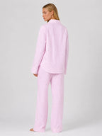 Conjunto de Pijama de Rayas Rosas con Corazones