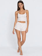 Conjunto de Pijama de Camisola y Short con Florecitas