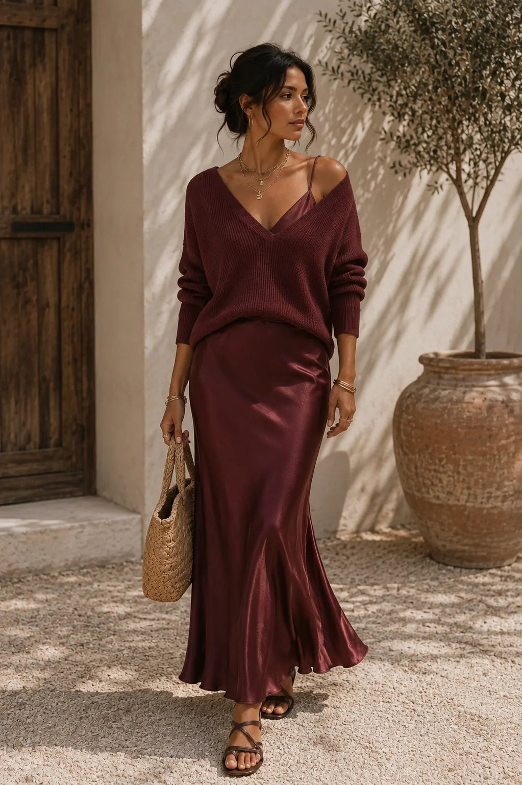 Ariadna | Vestido de Satén con Jersey