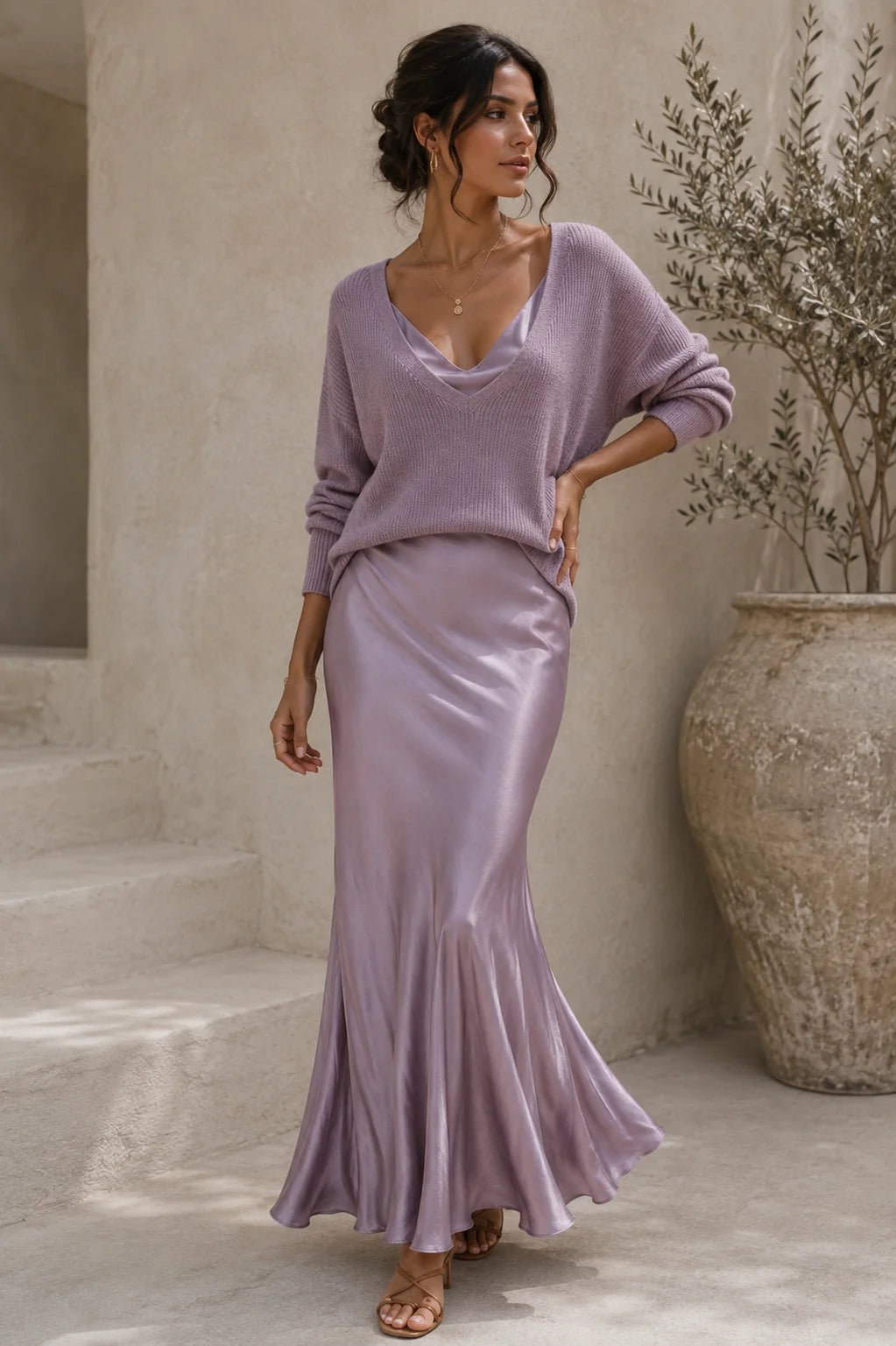 Ariadna | Vestido de Satén con Jersey
