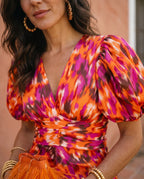 Bianca | Vestido Midi Floral con Mangas Abullonadas