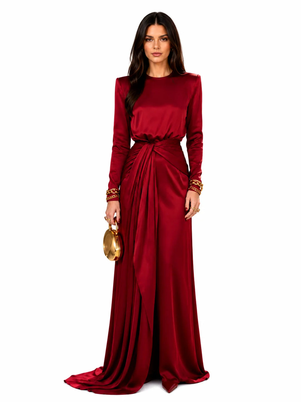 Celeste | Vestido Maxi de Satén Drapeado