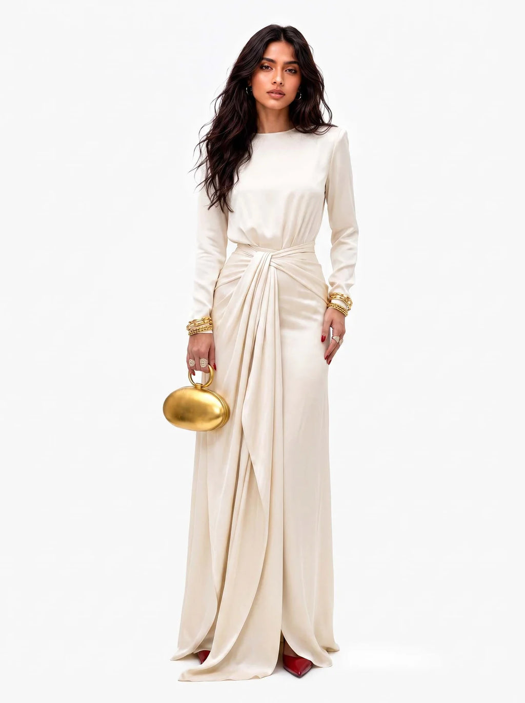 Celeste | Vestido Maxi de Satén Drapeado