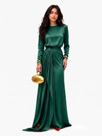 Celeste | Vestido Maxi de Satén Drapeado