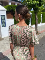 Cleo | Vestido Midi Estampado Tonos Cobre