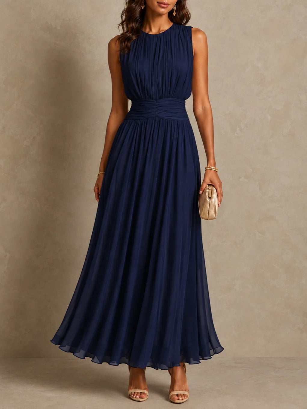 Dalia | Vestido Maxi Sin Mangas con Cintura Fruncida