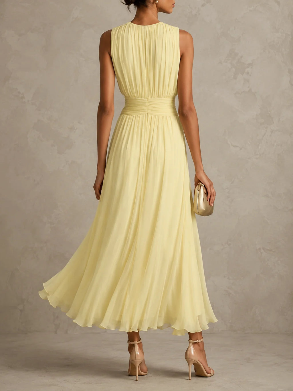 Dalia | Vestido Maxi Sin Mangas con Cintura Fruncida