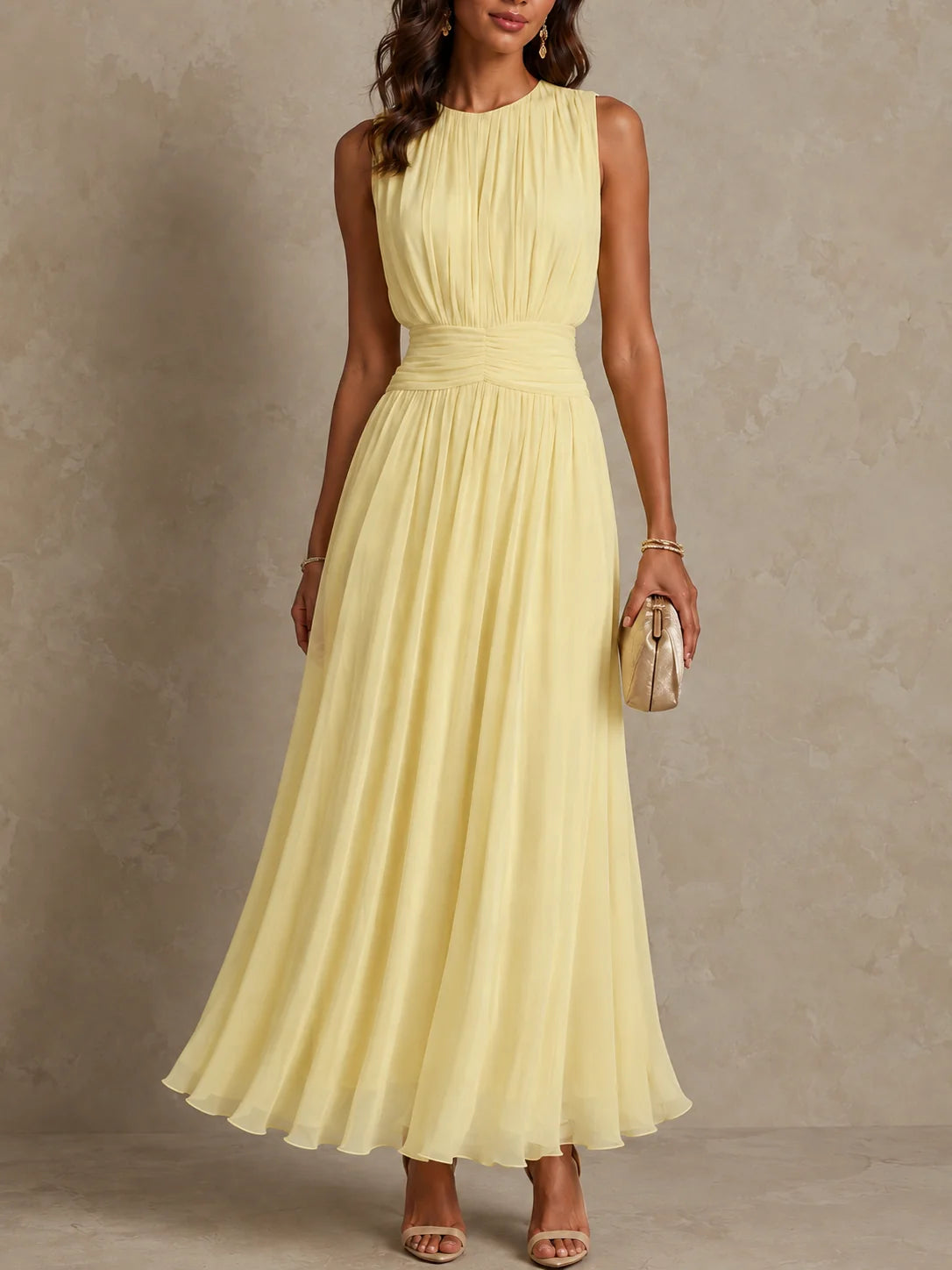 Dalia | Vestido Maxi Sin Mangas con Cintura Fruncida