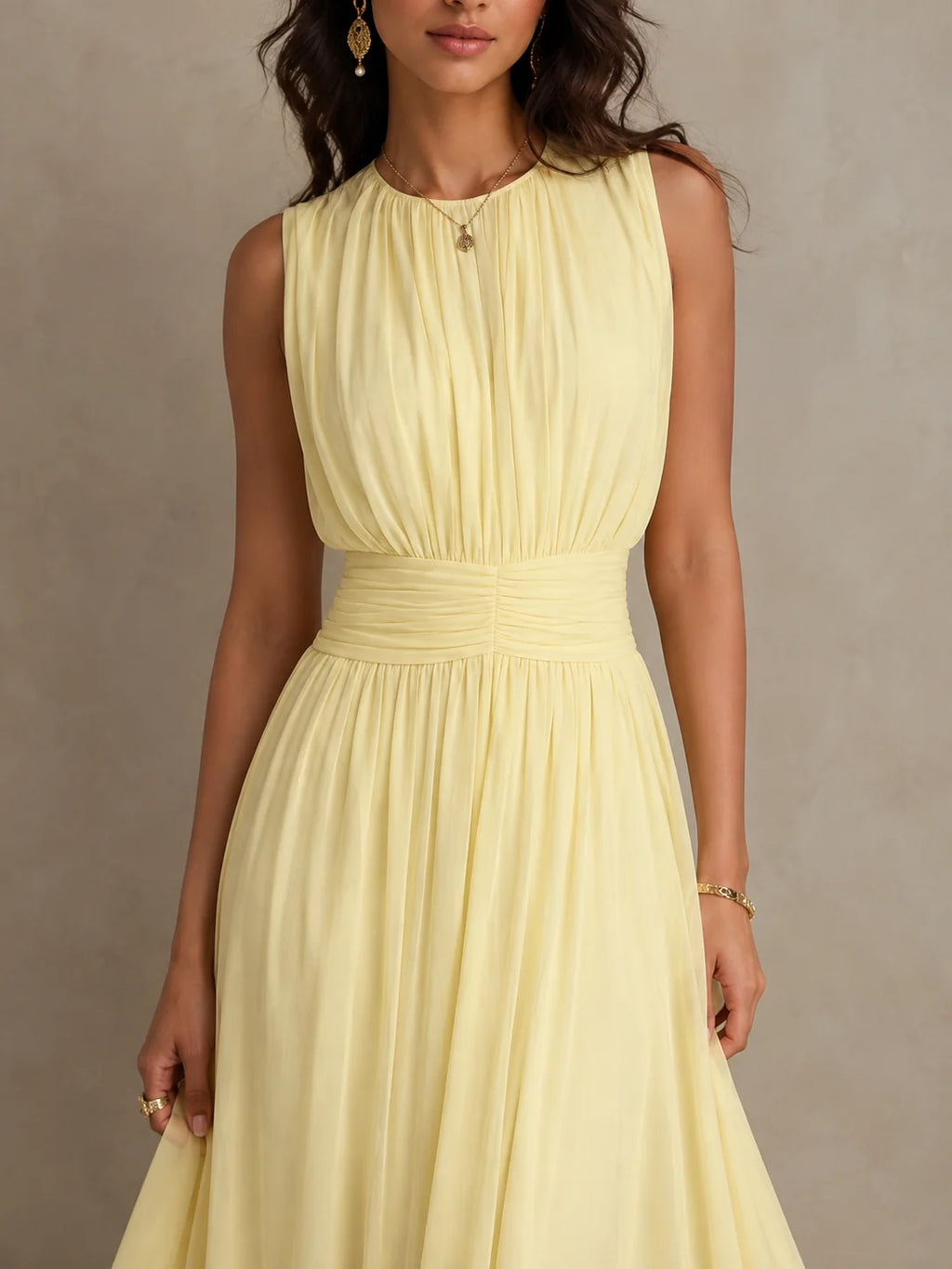 Dalia | Vestido Maxi Sin Mangas con Cintura Fruncida