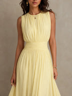 Dalia | Vestido Maxi Sin Mangas con Cintura Fruncida