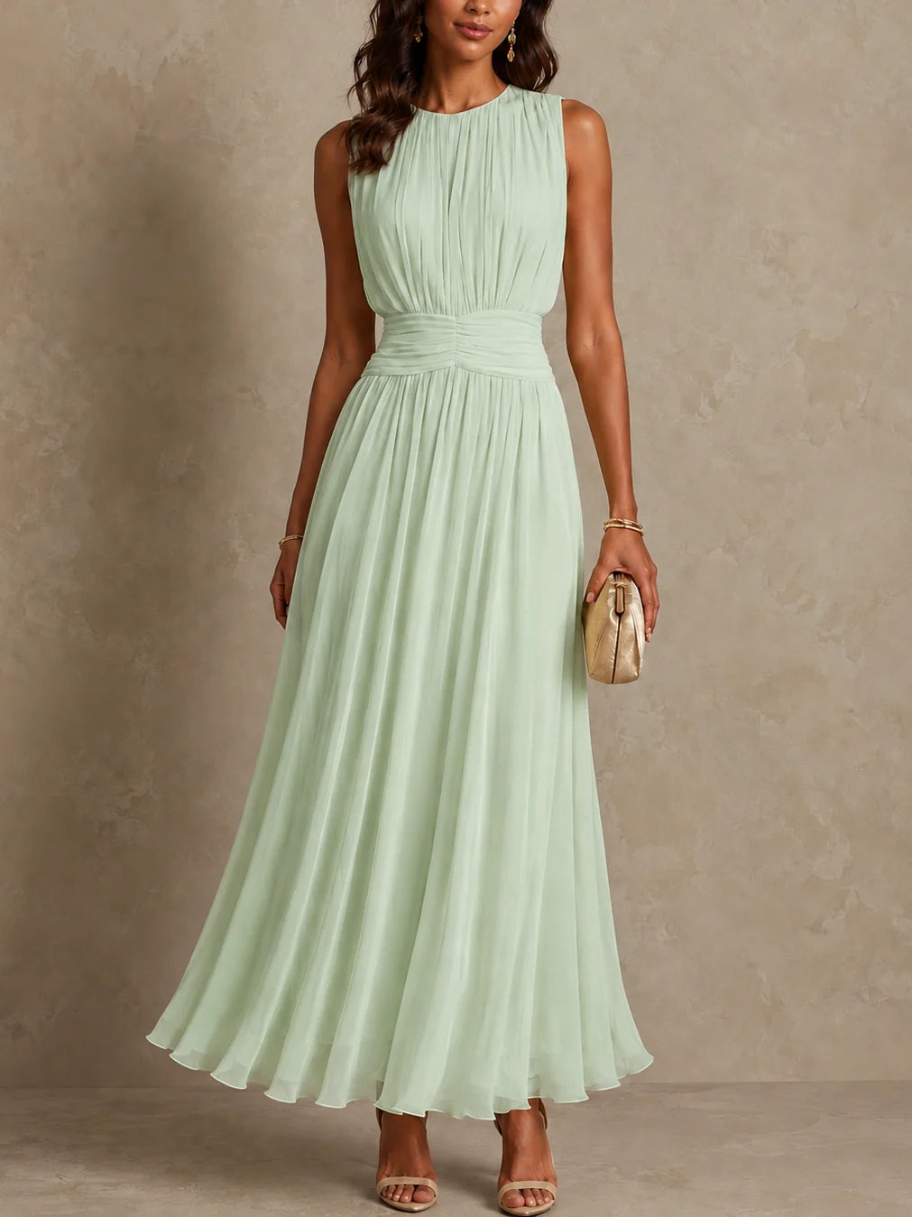 Dalia | Vestido Maxi Sin Mangas con Cintura Fruncida