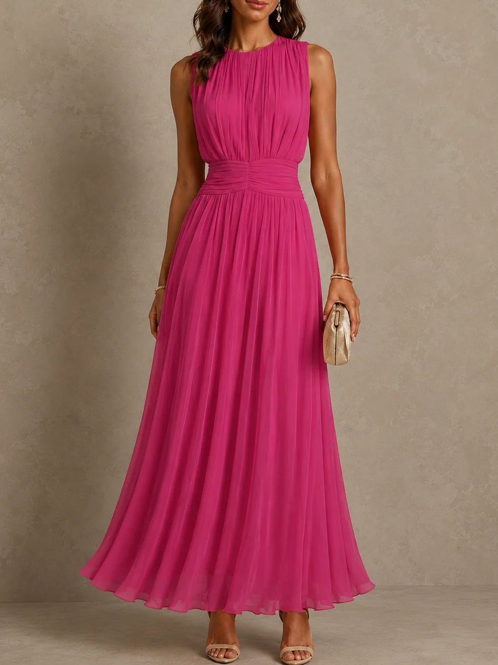 Dalia | Vestido Maxi Sin Mangas con Cintura Fruncida