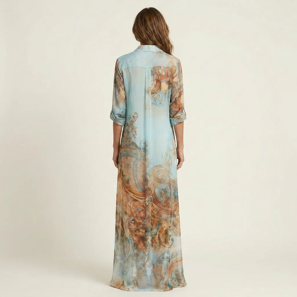 Emilia | Vestido Camisero Maxi de Seda