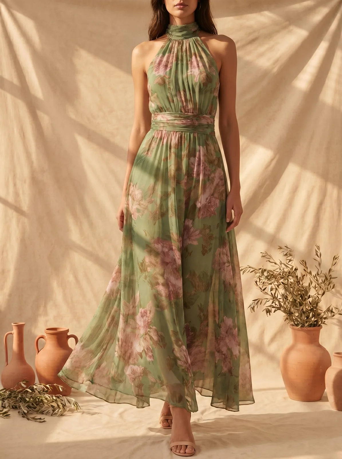 Esmeralda | Vestido Maxi Halter Floral