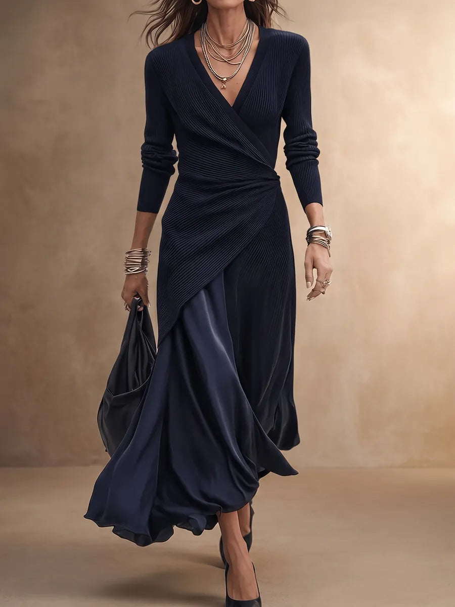 Irina | Vestido Maxi Asimétrico con Detalles de Satén