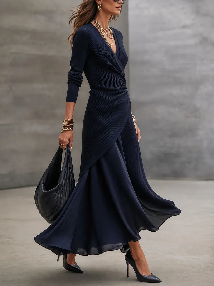 Irina | Vestido Maxi Asimétrico con Detalles de Satén